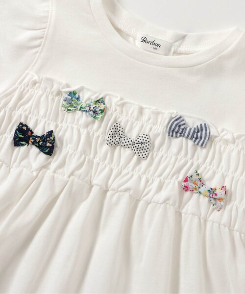 Boribon(ボリボン)の「リボンチャームペプラムTシャツ(Tシャツ/カットソー・キッズ・ピンク/ミント/オフホワイト・80/90/100/110/120)」の5枚目の写真
