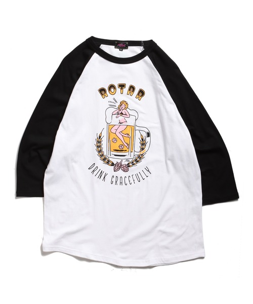 ROTAR(ローター)の「DRINK GRACEFULLY Raglan Tee(Tシャツ/カットソー・メンズ・ホワイト×ブラック/グレー系その他・SMALL/MEDIUM/LARGE/X-LARGE)」の4枚目の写真