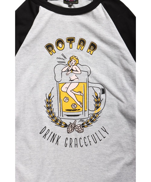 ROTAR(ローター)の「DRINK GRACEFULLY Raglan Tee(Tシャツ/カットソー・メンズ・ホワイト×ブラック/グレー系その他・SMALL/MEDIUM/LARGE/X-LARGE)」の7枚目の写真