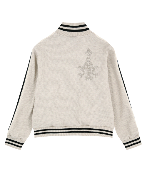 EASY NO EASY(イージーノーイージー)の「刺繍トラックジップニット-アイボリー(ニット/セーター・レディース・アイボリー・1/2)」の3枚目の写真