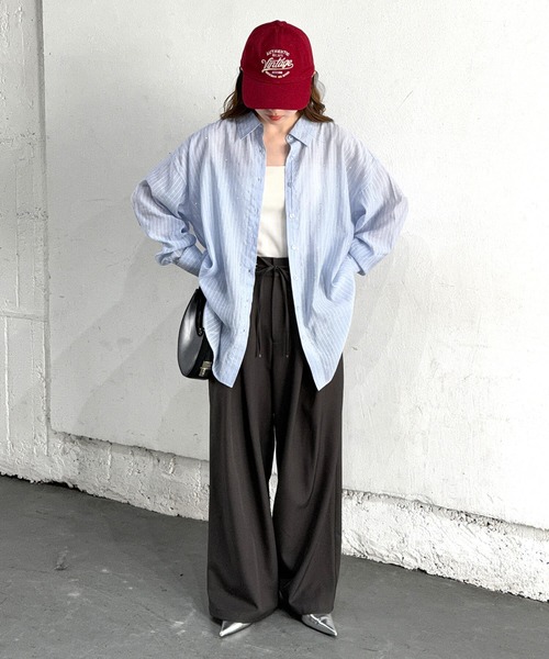 tiptop(ティップトップ)の「ストーン付きシアーシャツ(シャツ/ブラウス・レディース・チャコールグレー/ブルー系その他/オフホワイト・FREE)」の5枚目の写真