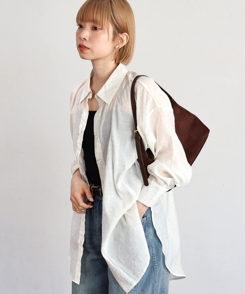 tiptop(ティップトップ)の「ストーン付きシアーシャツ(シャツ/ブラウス・レディース・チャコールグレー/ブルー系その他/オフホワイト・FREE)」の17枚目の写真
