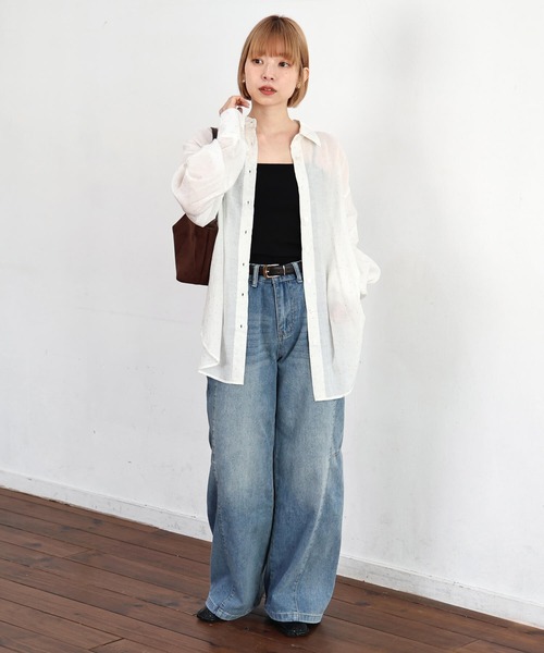 tiptop(ティップトップ)の「ストーン付きシアーシャツ(シャツ/ブラウス・レディース・チャコールグレー/ブルー系その他/オフホワイト・FREE)」の20枚目の写真