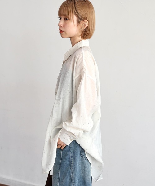 tiptop(ティップトップ)の「ストーン付きシアーシャツ(シャツ/ブラウス・レディース・チャコールグレー/ブルー系その他/オフホワイト・FREE)」の21枚目の写真