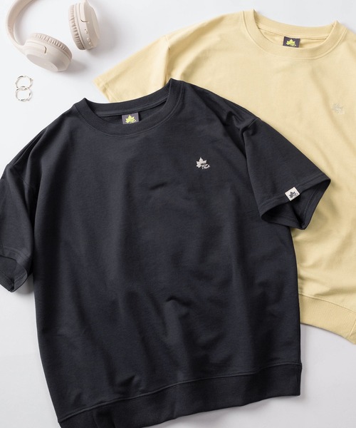 LOGOS（ロゴス）の「【71】【LOGOS/ロゴス】リーフロゴ ワンポイント刺繍 ミニ裏毛 スウェットTシャツ/レディース（Tシャツ/カットソー・レディース・ネイビー/イエロー/グレー/チャコールグレー・M/L）」の3枚目の写真