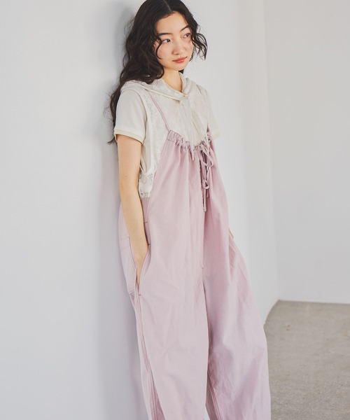 niko and...（ニコアンド）の「モンスターギャザーサロペット（サロペット/オーバーオール・レディース・カーキ/チャコール/ピンク・FREE）」の6枚目の写真