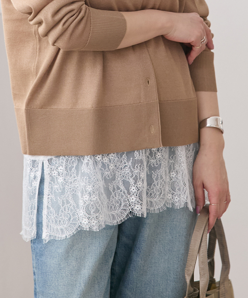 JOURNAL STANDARD（ジャーナルスタンダード）の「《追加2》レースヘムシアータンク（Tシャツ/カットソー・レディース・ホワイト/ブラック・FREE）」の5枚目の写真