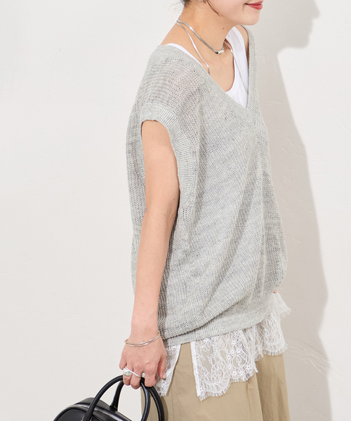 JOURNAL STANDARD（ジャーナルスタンダード）の「《追加2》レースヘムシアータンク（Tシャツ/カットソー・レディース・ホワイト/ブラック・FREE）」の9枚目の写真