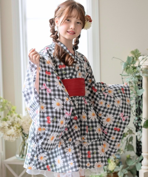 Catherine Cottage(キャサリンコテージ)の「背中ファスナー ワンピース浴衣ドレス【ZOZO限定先行予約受付中】(浴衣・キッズ・ピンク系/サックスブルー系/パープル系1/モーブ系/パープル系3/ナチュラル/パープル系2/ブラック系/ピンク系3・160/150/140/130/120/110)」の2枚目の写真