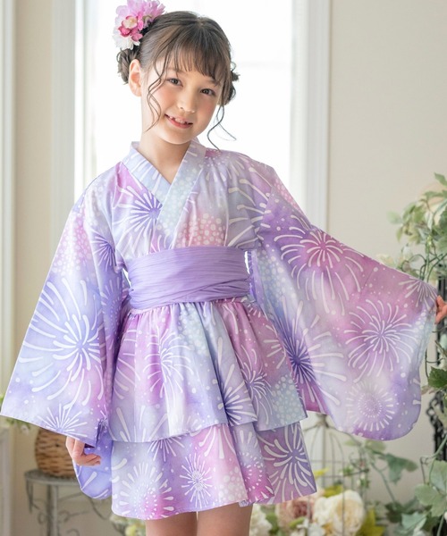 Catherine Cottage(キャサリンコテージ)の「背中ファスナー ワンピース浴衣ドレス【ZOZO限定先行予約受付中】(浴衣・キッズ・ピンク系/サックスブルー系/パープル系1/モーブ系/パープル系3/ナチュラル/パープル系2/ブラック系/ピンク系3・160/150/140/130/120/110)」の5枚目の写真