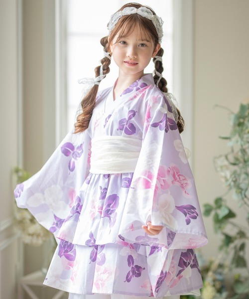 Catherine Cottage(キャサリンコテージ)の「背中ファスナー ワンピース浴衣ドレス【ZOZO限定先行予約受付中】(浴衣・キッズ・ピンク系/サックスブルー系/パープル系1/モーブ系/パープル系3/ナチュラル/パープル系2/ブラック系/ピンク系3・160/150/140/130/120/110)」の6枚目の写真