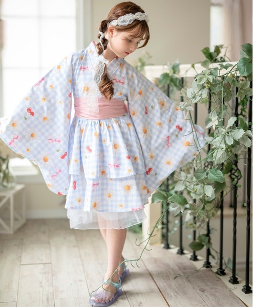 Catherine Cottage(キャサリンコテージ)の「背中ファスナー ワンピース浴衣ドレス【ZOZO限定先行予約受付中】(浴衣・キッズ・ピンク系/サックスブルー系/パープル系1/モーブ系/パープル系3/ナチュラル/パープル系2/ブラック系/ピンク系3・160/150/140/130/120/110)」の15枚目の写真