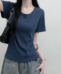 Uネック 半袖Tシャツ