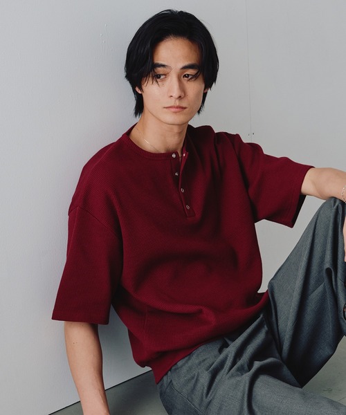 Snap Button Thermal Henry Neck T / スナップボタンサーマルヘンリー