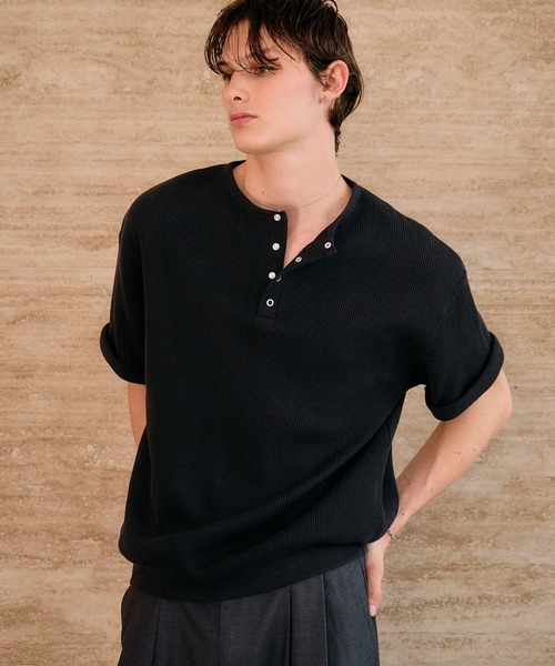 Snap Button Thermal Henry Neck T / スナップボタンサーマルヘンリー