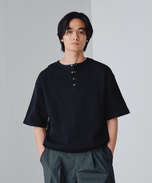 stone  ヘンリーネックカットソー Snap Button Thermal Henry Neck T / スナップボタンサーマルヘンリー