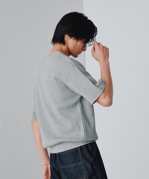 Adoon plain(アドーンプレーン)の「Snap Button Thermal Henry Neck T / スナップボタンサーマルヘンリーネックT(Tシャツ/カットソー・メンズ・ブラック/ライトグレー/レッド・LARGE/MEDIUM)」の22枚目の写真