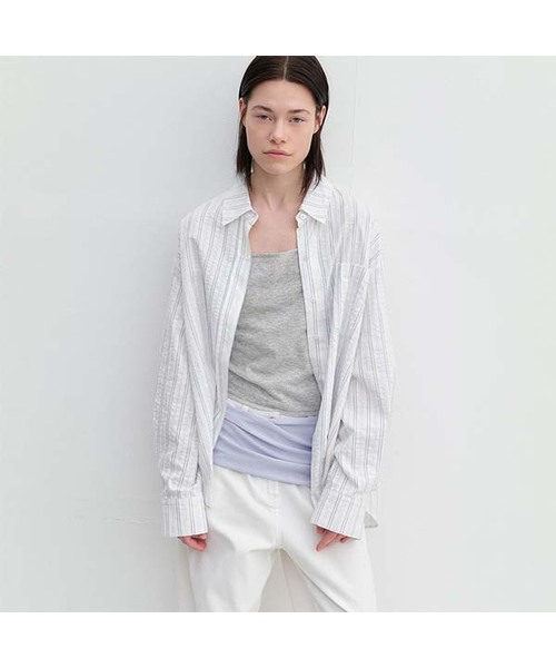 ATELIER NAIN(アトリエナイン)の「AN MULTI STRIPE COTTON OVERSIZE SHIRT S (BL-4406)(シャツ/ブラウス・レディース・ライトブルー・FREE)」の1枚目の写真