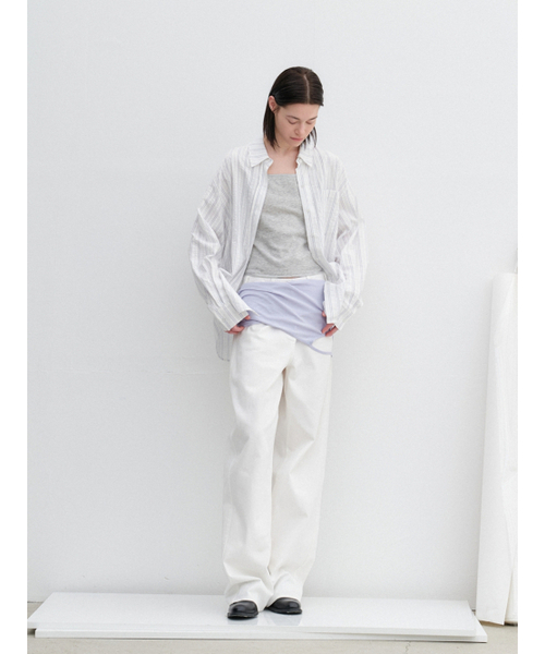 ATELIER NAIN(アトリエナイン)の「AN MULTI STRIPE COTTON OVERSIZE SHIRT S (BL-4406)(シャツ/ブラウス・レディース・ライトブルー・FREE)」の2枚目の写真