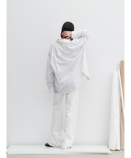 ATELIER NAIN(アトリエナイン)の「AN MULTI STRIPE COTTON OVERSIZE SHIRT S (BL-4406)(シャツ/ブラウス・レディース・ライトブルー・FREE)」の3枚目の写真
