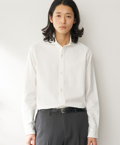 B.C STOCK(ベーセーストック)の「MULTI FUNCTION 32G PONTE ロングスリーブシャツ(シャツ/ブラウス・メンズ・ブラック/ホワイト/チャコールグレー・SMALL/X-LARGE/LARGE/MEDIUM)」の2枚目の写真