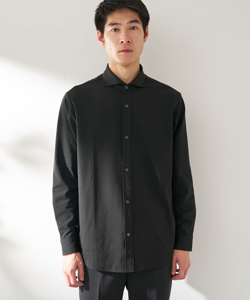 B.C STOCK(ベーセーストック)の「MULTI FUNCTION 32G PONTE ロングスリーブシャツ(シャツ/ブラウス・メンズ・ブラック/ホワイト/チャコールグレー・SMALL/X-LARGE/LARGE/MEDIUM)」の5枚目の写真