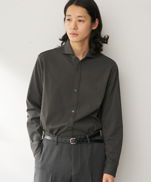 B.C STOCK(ベーセーストック)の「MULTI FUNCTION 32G PONTE ロングスリーブシャツ(シャツ/ブラウス・メンズ・ブラック/ホワイト/チャコールグレー・SMALL/X-LARGE/LARGE/MEDIUM)」の9枚目の写真