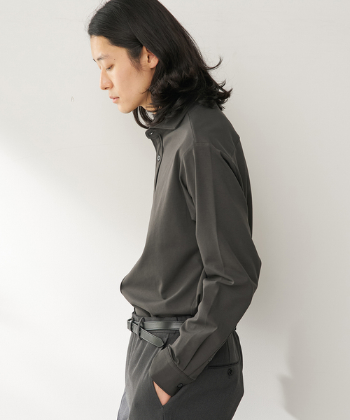B.C STOCK(ベーセーストック)の「MULTI FUNCTION 32G PONTE ロングスリーブシャツ(シャツ/ブラウス・メンズ・ブラック/ホワイト/チャコールグレー・SMALL/X-LARGE/LARGE/MEDIUM)」の10枚目の写真