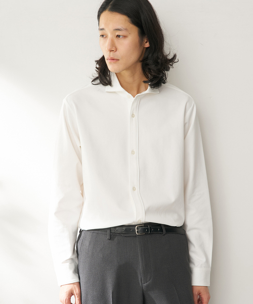 B.C STOCK(ベーセーストック)の「MULTI FUNCTION 32G PONTE ロングスリーブシャツ(シャツ/ブラウス・メンズ・ブラック/ホワイト/チャコールグレー・SMALL/X-LARGE/LARGE/MEDIUM)」の13枚目の写真