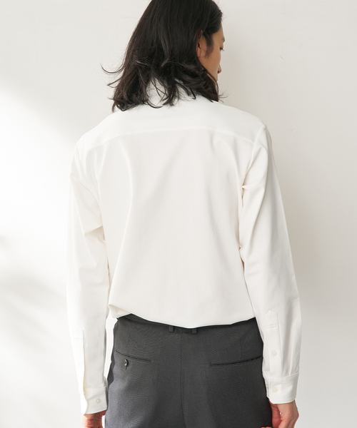B.C STOCK(ベーセーストック)の「MULTI FUNCTION 32G PONTE ロングスリーブシャツ(シャツ/ブラウス・メンズ・ブラック/ホワイト/チャコールグレー・SMALL/X-LARGE/LARGE/MEDIUM)」の15枚目の写真