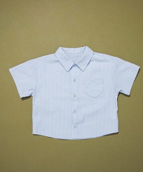 aBity select(アビティセレクト)の「【aBity select./アビティセレクト】ハートポケットストライプ半袖シャツ(Tシャツ/カットソー・キッズ・オレンジ/ブルー・100/130/120/110/90)」の17枚目の写真