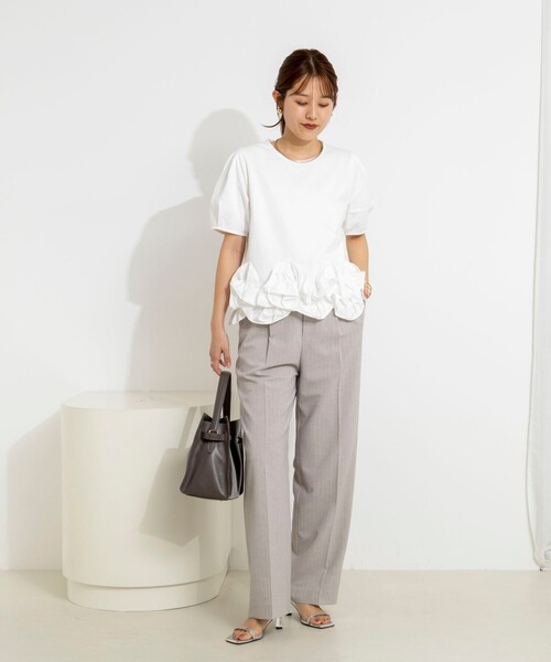 NOLLEY’S(ノーリーズ)の「ウォッシャブルストライプ愛されセミワイドパンツ(その他パンツ・レディース・ブラック系その他3・40/38/36/34)」の14枚目の写真