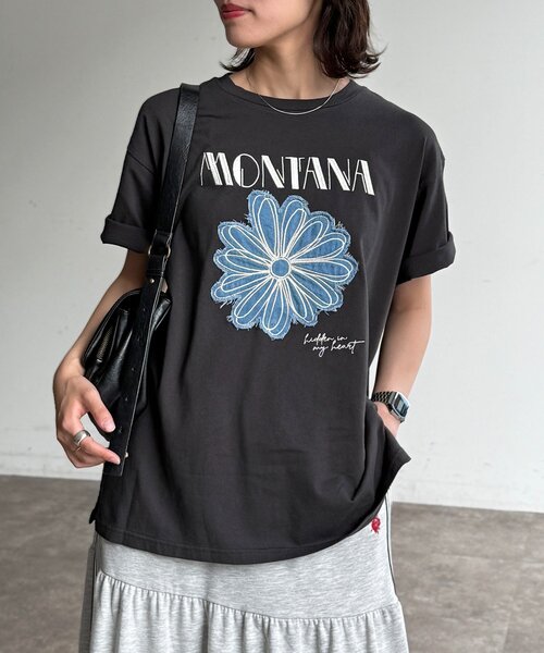 CPCM（シーピーシーエム）の「アソート刺繍半袖T（Tシャツ/カットソー・レディース・オフホワイト/チャコールグレー/アイボリー/ブラック/グレイッシュベージュ/ネイビー・FREE）」の4枚目の写真