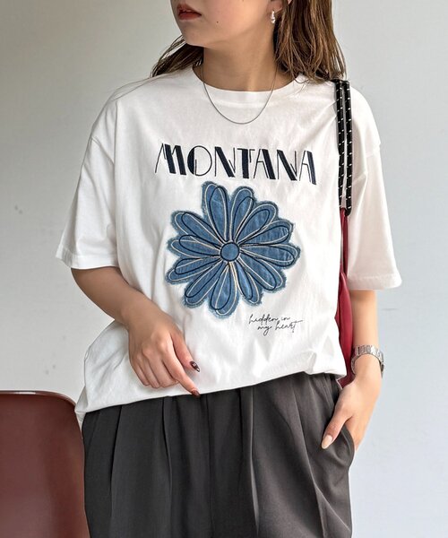 CPCM（シーピーシーエム）の「アソート刺繍半袖T（Tシャツ/カットソー・レディース・オフホワイト/チャコールグレー/アイボリー/ブラック/グレイッシュベージュ/ネイビー・FREE）」の12枚目の写真