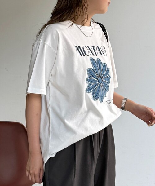 CPCM（シーピーシーエム）の「アソート刺繍半袖T（Tシャツ/カットソー・レディース・オフホワイト/チャコールグレー/アイボリー/ブラック/グレイッシュベージュ/ネイビー・FREE）」の9枚目の写真