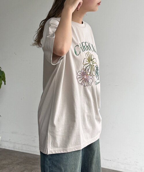 CPCM（シーピーシーエム）の「アソート刺繍半袖T（Tシャツ/カットソー・レディース・オフホワイト/チャコールグレー/アイボリー/ブラック/グレイッシュベージュ/ネイビー・FREE）」の19枚目の写真