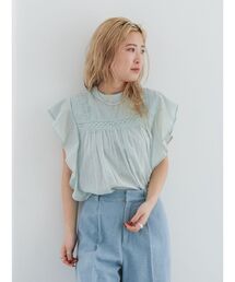 コットンノースリフリルブラウス