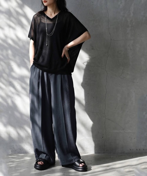 antiqua(アンティカ)の「リネンライク ワイドパンツ(その他パンツ・レディース・ベージュ/ブルー系その他/マスタード/ブラック・MEDIUM/LARGE)」の21枚目の写真