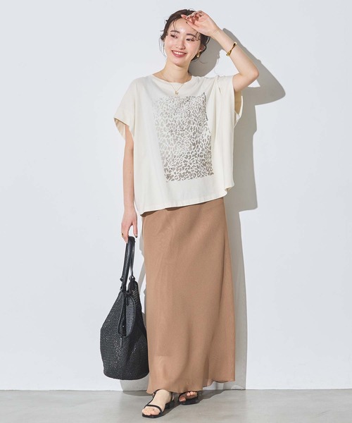 Munich（ミューニック）の「レオパードプリントタックフレンチスリーブT（Tシャツ/カットソー・レディース・カーキ/アイボリー・FREE）」の3枚目の写真