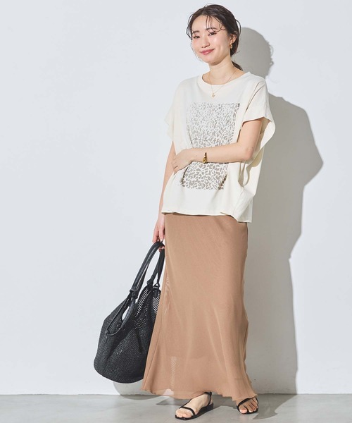 Munich（ミューニック）の「レオパードプリントタックフレンチスリーブT（Tシャツ/カットソー・レディース・カーキ/アイボリー・FREE）」の6枚目の写真