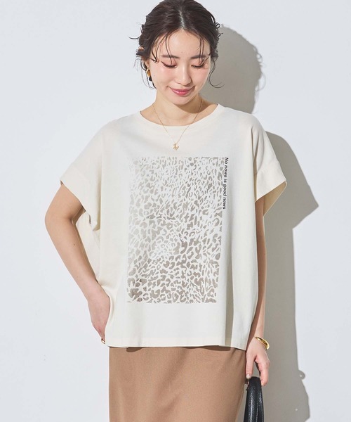 Munich（ミューニック）の「レオパードプリントタックフレンチスリーブT（Tシャツ/カットソー・レディース・カーキ/アイボリー・FREE）」の7枚目の写真