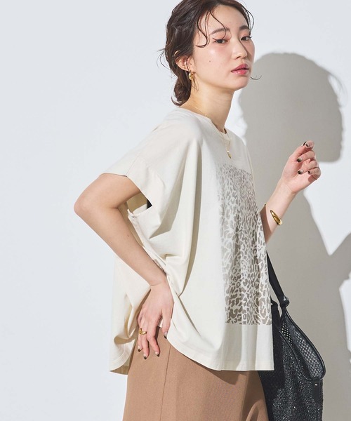 Munich（ミューニック）の「レオパードプリントタックフレンチスリーブT（Tシャツ/カットソー・レディース・カーキ/アイボリー・FREE）」の8枚目の写真