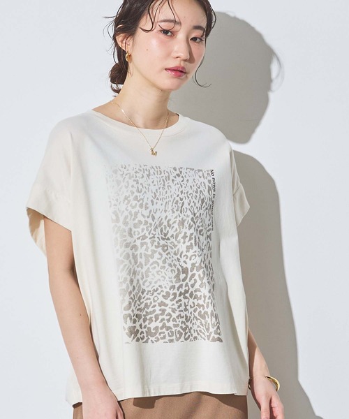 Munich（ミューニック）の「レオパードプリントタックフレンチスリーブT（Tシャツ/カットソー・レディース・カーキ/アイボリー・FREE）」の10枚目の写真