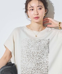 Gready Brilliant（グレディブリリアン）の「レオパードプリントタックフレンチスリーブT（Tシャツ/カットソー）」