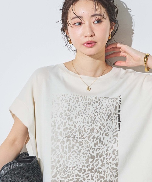 Munich（ミューニック）の「レオパードプリントタックフレンチスリーブT（Tシャツ/カットソー・レディース・カーキ/アイボリー・FREE）」の11枚目の写真