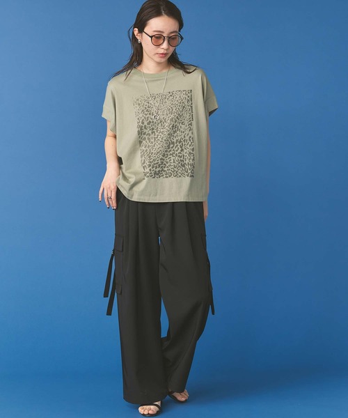 Munich（ミューニック）の「レオパードプリントタックフレンチスリーブT（Tシャツ/カットソー・レディース・カーキ/アイボリー・FREE）」の15枚目の写真