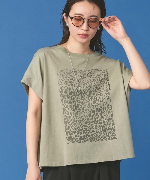 Munich（ミューニック）の「レオパードプリントタックフレンチスリーブT（Tシャツ/カットソー・レディース・カーキ/アイボリー・FREE）」の19枚目の写真