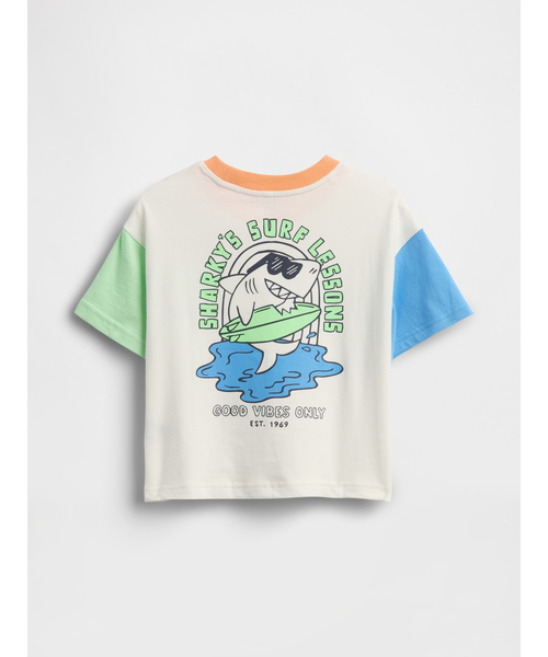 GAP(ギャップ)の「オーバーサイズ グラフィックTシャツ (幼児・ベビー)(Tシャツ/カットソー・キッズ・ライトブルー/ブルー/オフホワイト・100cm/95cm/90cm/80cm/110cm/105cm)」の1枚目の写真