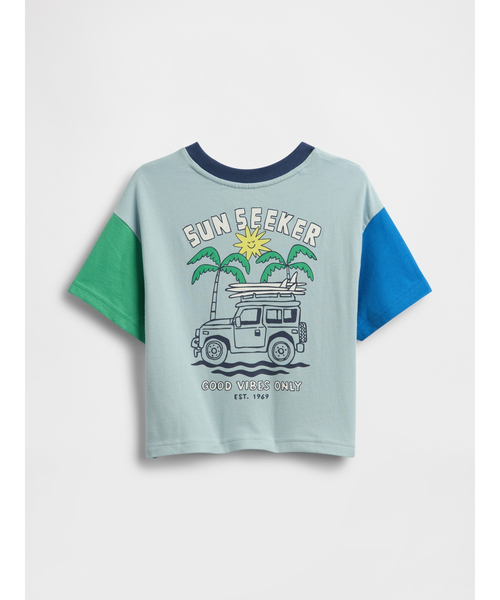 GAP(ギャップ)の「オーバーサイズ グラフィックTシャツ (幼児・ベビー)(Tシャツ/カットソー・キッズ・ライトブルー/ブルー/オフホワイト・100cm/95cm/90cm/80cm/110cm/105cm)」の2枚目の写真