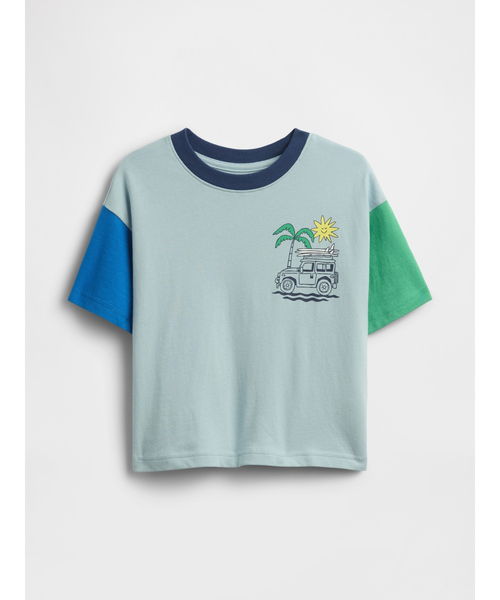 GAP(ギャップ)の「オーバーサイズ グラフィックTシャツ (幼児・ベビー)(Tシャツ/カットソー・キッズ・ライトブルー/ブルー/オフホワイト・100cm/95cm/90cm/80cm/110cm/105cm)」の8枚目の写真
